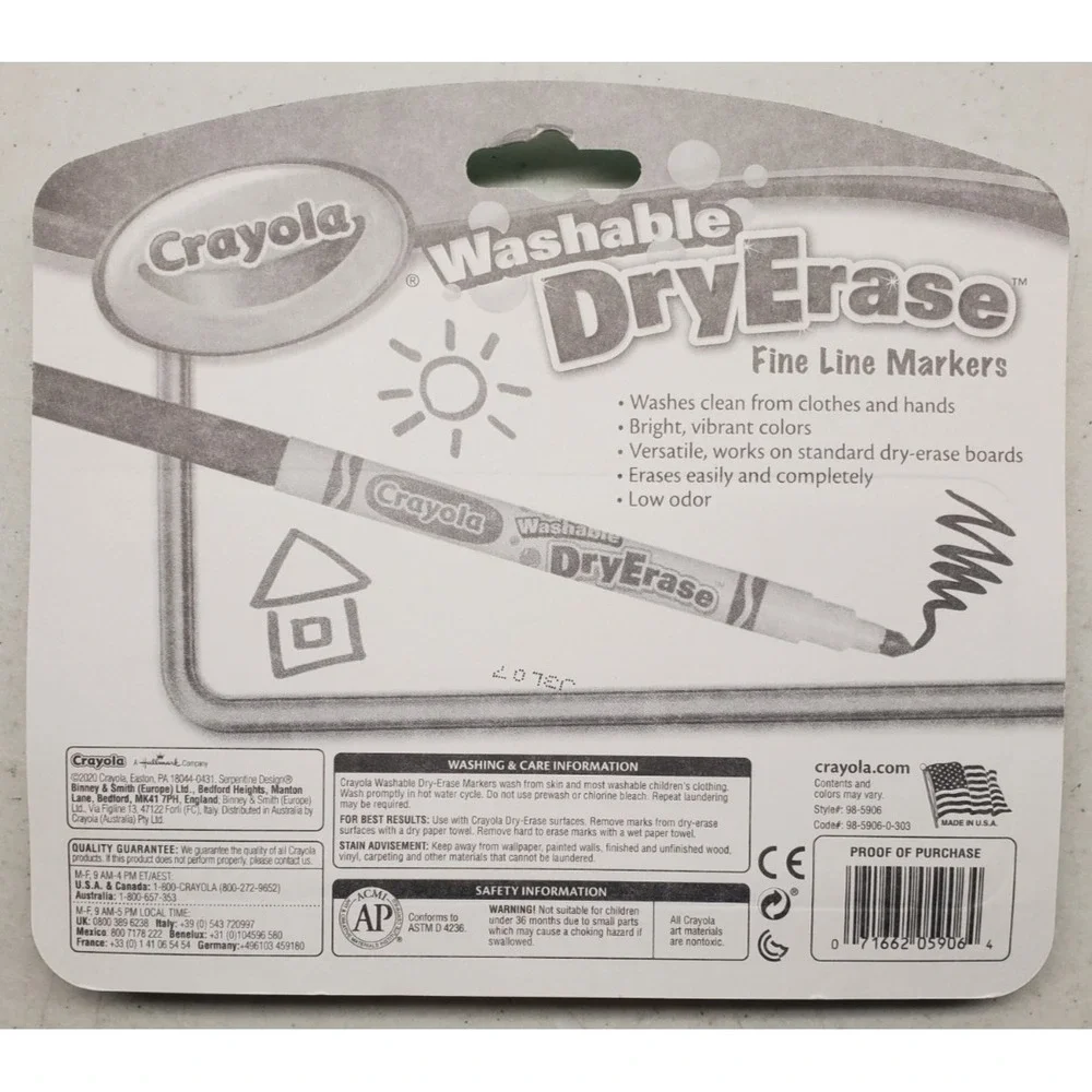 Crayola Washable Dry Erase Fine Line Markers 6 Pack Lot of 3 (18 Markers) NEW!